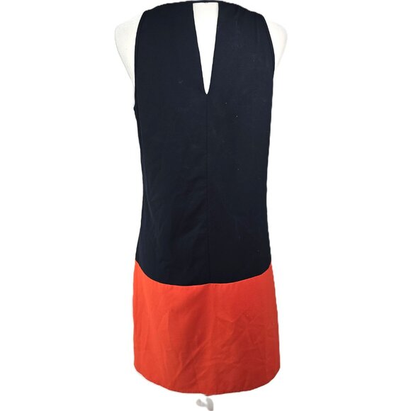 THML Abriana Colorblock Embroidered  Black Orange Sleeveless Shift Dress - Picture 6 of 7